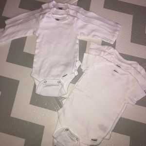 6 0-3 month white onesies!